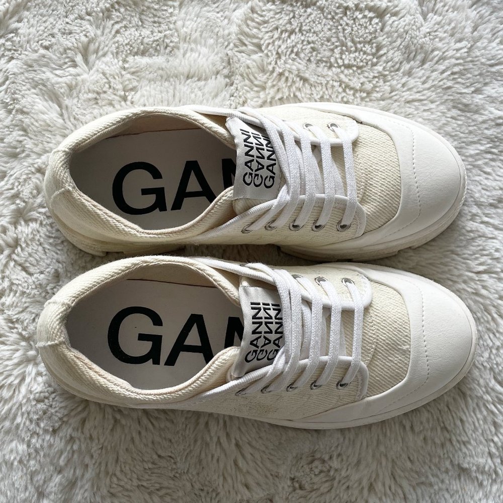 GANNI Chunky Low-Top Sneakers - White/Off-White - EU Size 37